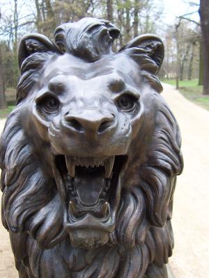 Kopf einer Löwen Statue
