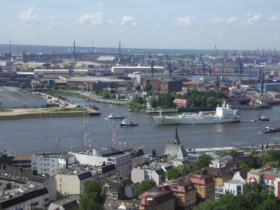 Blick vom Michel auf den Hamburger Hafen