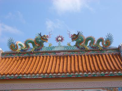 Tempeldach mit Drachen