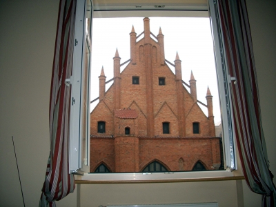 Blick aus dem Fenster einer Wohnung in der Chlebnicka Strasse