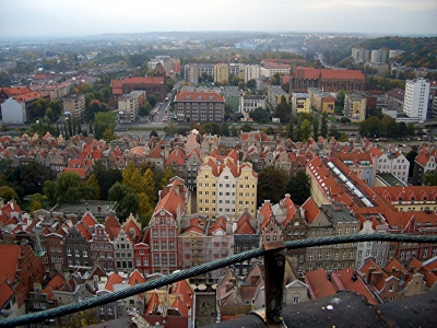 Blick von der Marienkirche auf die Altstadt von Danzig