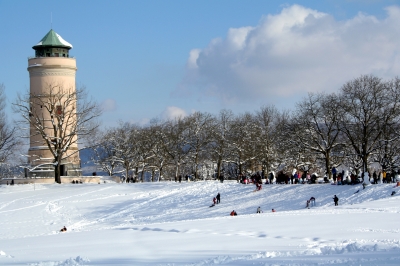 Schlitteln beim Wasserturm