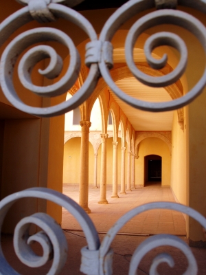 Blick durch ein schmiedeeisernes Gitter in Ronda - Andalusien