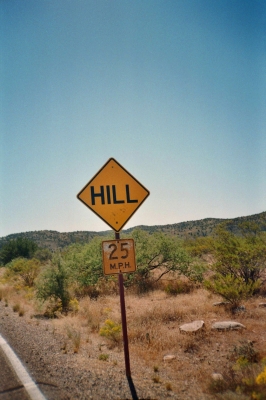 Hill ahead, 25 mpH