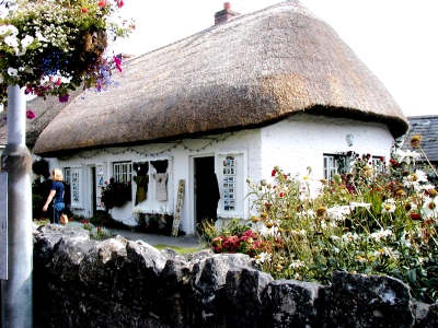 Riet gedecktes Haus in Irland