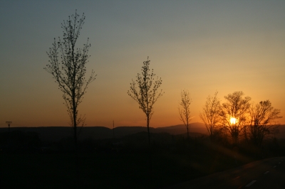 Sonnenuntergang aus dem Auto