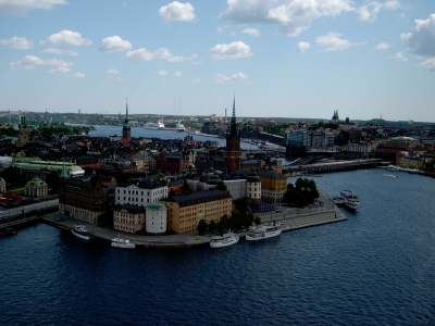 Blick vom Stadshuset auf Stockholm