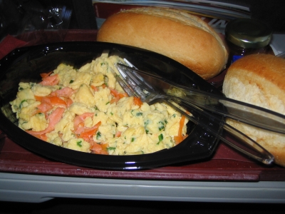 Frühstück im Flugzeug