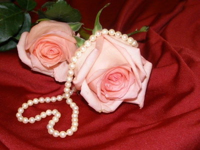 2 pink Roses & Pearls