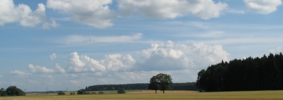 Felder , Wald und  Wolken - Panoramabild