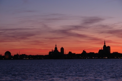 Abendrot über Stralsund