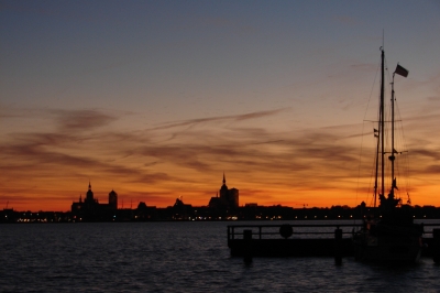 Stralsund mit Segelboot