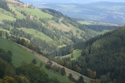 Blick von der Alm ins Tal