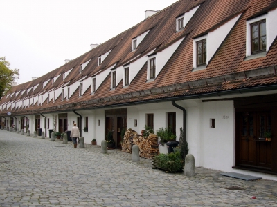 Schöne Häuserzeile in Landsberg am Lech