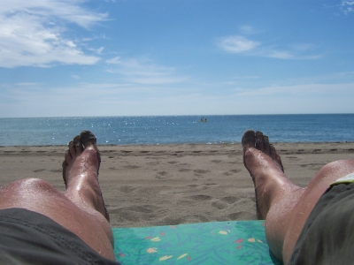 Costa del Sol, Spanien, Blick Richtung Meer, Liegestuhl, Relaxen, Beine