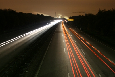 A40 richtung Duisburg bei Nacht