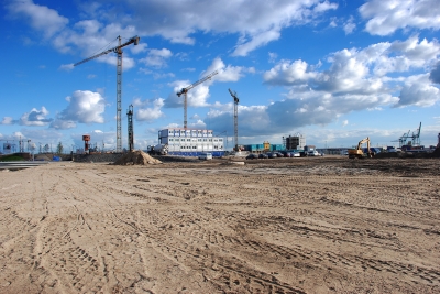 Hafencity - Strandkai Hübenerkai Beginn der Bebauung