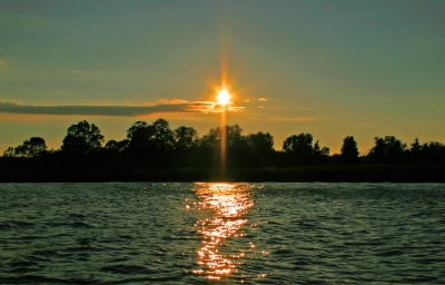 Sonnenuntergang am Achterwasser