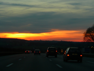 Abend auf der Autobahn