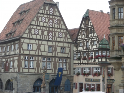 Fachwerkhäuser in der Hafengasse in Rothenburg