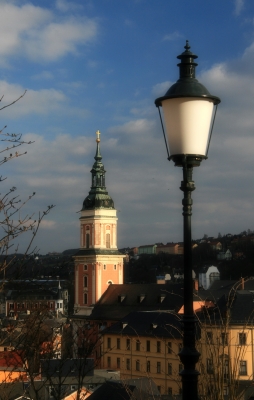 Stadtkirche und Laterne in Greiz