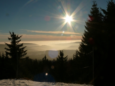 Himmel Wolken Nebel Winterstimmung am Ochsenkop