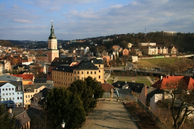 Blick auf Greiz vom oberen Schloss aus