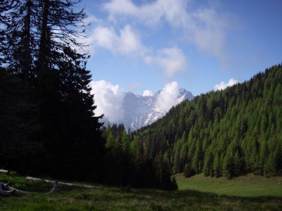 Blekowa Alm mit Blick auf die Julischen Alpen