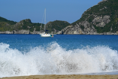 Wave at corfu beatch