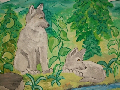 Kleine Wölfe - Malerei