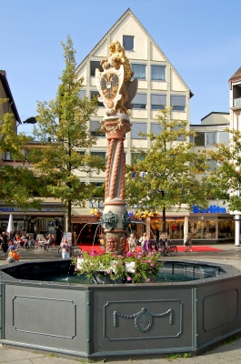Löwenbrunnen auf dem Ulmer Münsterplatz