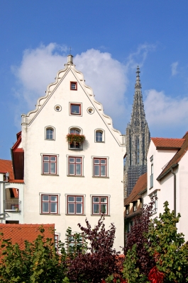 Ulmer Altstadt von der Stadtmauer aus gesehen