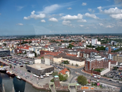 Bremerhaven  Blick von der Aussichtsplattform SAIL City 1