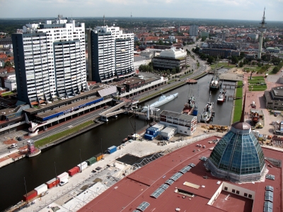 Bremerhaven  Blick von der Aussichtsplattform SAIL City 4