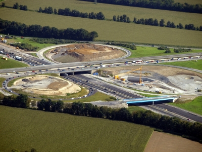 Baustelle Kamener Kreuz aus dem Segelflugzeug