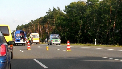 Unfall auf der A9 bei Nürnberg - Unfallstelle