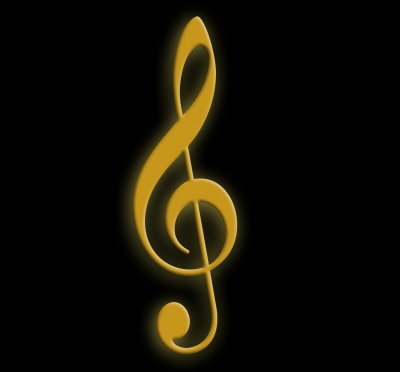 Notenschlüssel/Violinschlüssel - Gold auf Schwarz