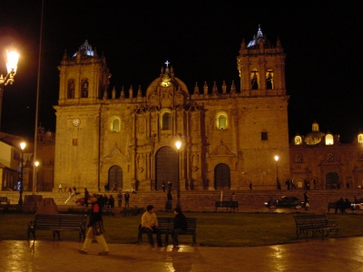 Kathedrale von Cuzco Peru bei Nacht