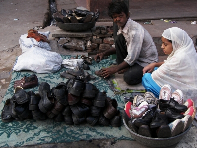 Schuhputzer in Jaipur, Indien