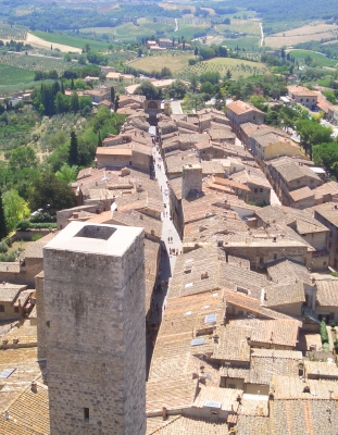 San Gimignano, Via San Giovani, von oben