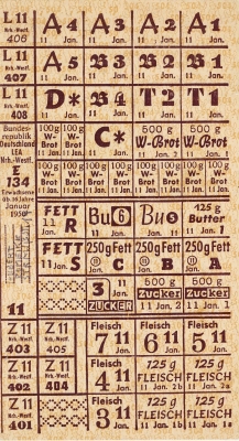 Lebensmittelbezugsschein für Erwachsene aus 1950, NRW E 134