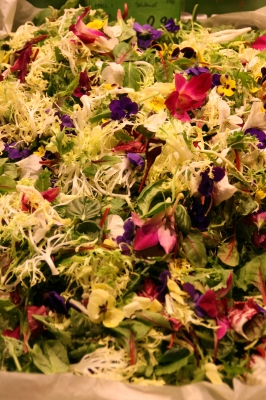 Blattsalat mit Blütenblätter