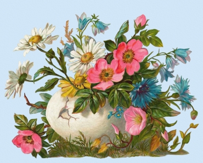 Pixelclipart  Ei mit Blumen