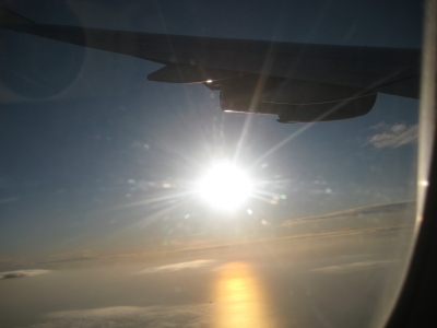 Sonnenuntergang vom Flugzeug aus