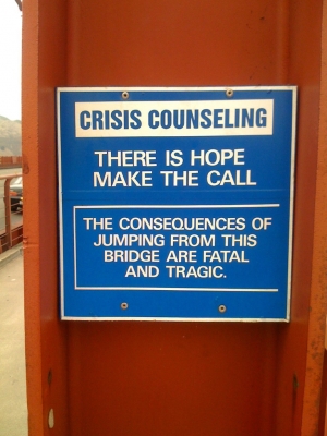 Golden Gate Bridge Warnung vor dem Sprung