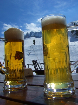 Dolomiten Skifahrn macht durstig