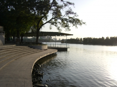 Sonnenuntergang im Wasserpark