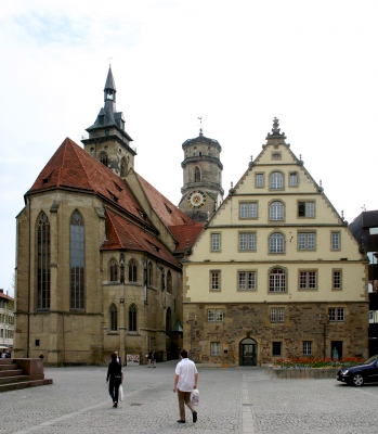 Stuttgart Schillerplatz mit Stiftskirche