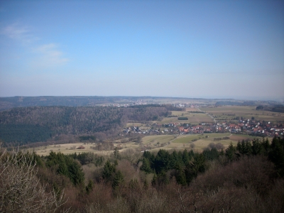 Blick über Waldbrunn (Waldkatzenbach und Strümpfelbrunn)