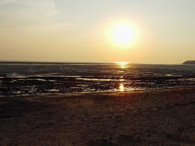 Sonnenuntergang an der Atlantikküste der Normandie
